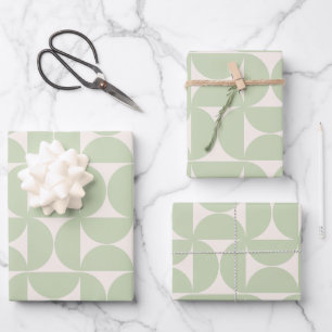 Feuille De Papier Cadeau Pastel Green Mid Century Motif moderne
