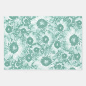 Feuille De Papier Cadeau Pastel Gris Turquoise Vert Floral (Devant 2)