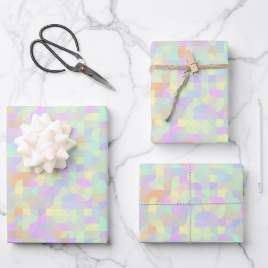 Feuille De Papier Cadeau Pastel Muted Boho Mod Abstrait géométrique (Recto)