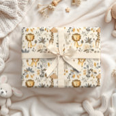 Feuille De Papier Cadeau Pastel Neutral Boy Zoo Animaux