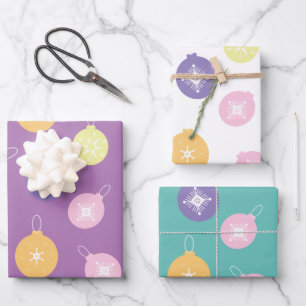 Feuille De Papier Cadeau Pastel Noël Ornements Snowflakes Motif