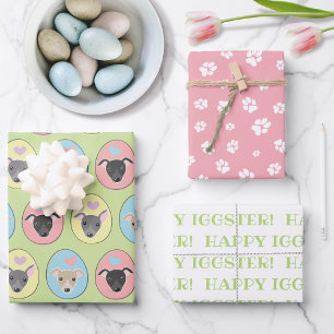 Feuille De Papier Cadeau Pastel OEufs de Pâques Italien greyhound Paws Moti