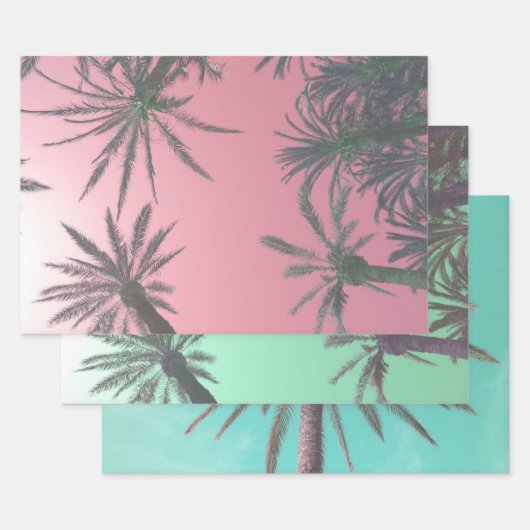 Feuille De Papier Cadeau Pastel Palm Trees Photographie (Lot)