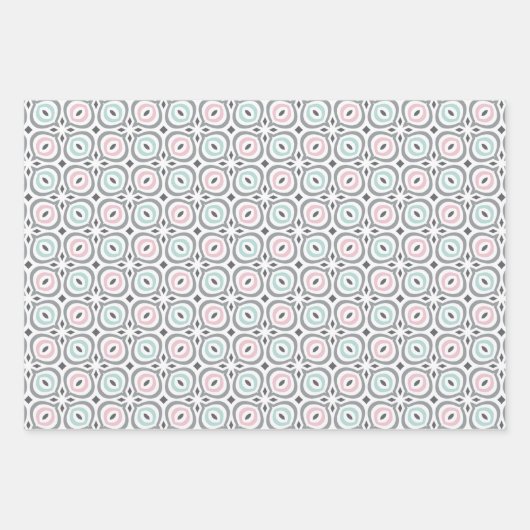 Feuille De Papier Cadeau Pastel Pattern of Pink, Mint, Gray Geometric Shape (Devant 2)