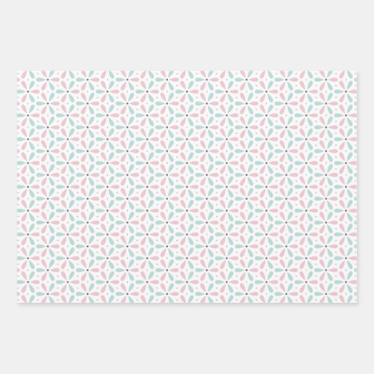 Feuille De Papier Cadeau Pastel Pattern of Pink, Mint, Gray Geometric Shape (Devant 3)