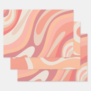 Feuille De Papier Cadeau Pastel Pink Abstrait Rétro Motifs contemporains