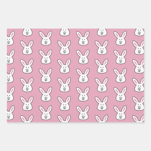 Feuille De Papier Cadeau Pastel Pink Cute Bunny Motif (Devant 3)