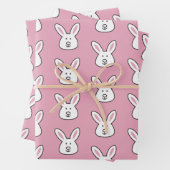 Feuille De Papier Cadeau Pastel Pink Cute Bunny Motif (En situation)