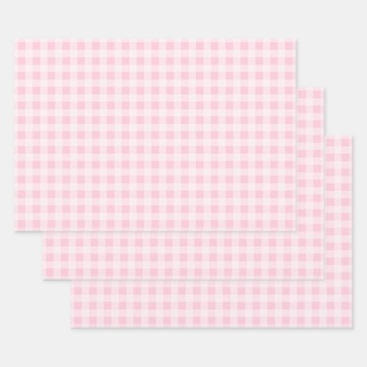 Feuille De Papier Cadeau Pastel Pink Gingham Wrapping Paper Sheets (Lot)