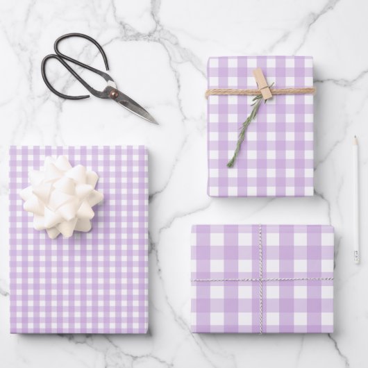 Feuille De Papier Cadeau Pastel Purple En vichy Motif (Recto)