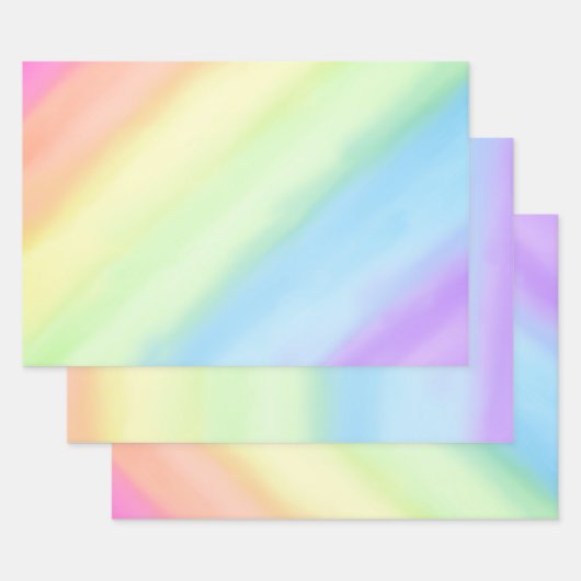 Feuille De Papier Cadeau Pastel Rainbow Gradient Ombré (Lot)