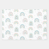 Feuille De Papier Cadeau Pastel Rainbow Stars Baby Gren Blue (Devant)
