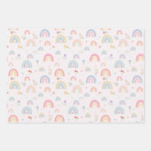 Feuille De Papier Cadeau Pastel Rainbows Girly Fleurs sauvages & Coeurs (Devant)