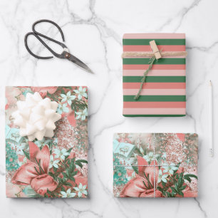 Feuille De Papier Cadeau Pastel Retro Christmas Vignette