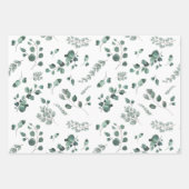 Feuille De Papier Cadeau Pastel romantique & Vert foncé, Eucalyptus rose (Devant)