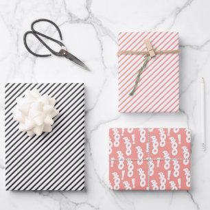 FEUILLE DE PAPIER CADEAU PASTEL ROSE BLANC ET BLEU HALLOWEEN