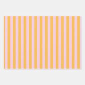 Feuille De Papier Cadeau Pastel rose, Rose, Jade et rayures jaune clair (Devant 3)