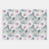 Feuille De Papier Cadeau Pastel Spring Aquarelle Roses floraux (Devant)