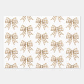 Feuille De Papier Cadeau Pastel Tan et White En vichy Buffalo Plaid Bow (Devant 3)