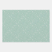 Feuille De Papier Cadeau Pastel Teal Christmas Snowmen Trees Stars (Devant 3)