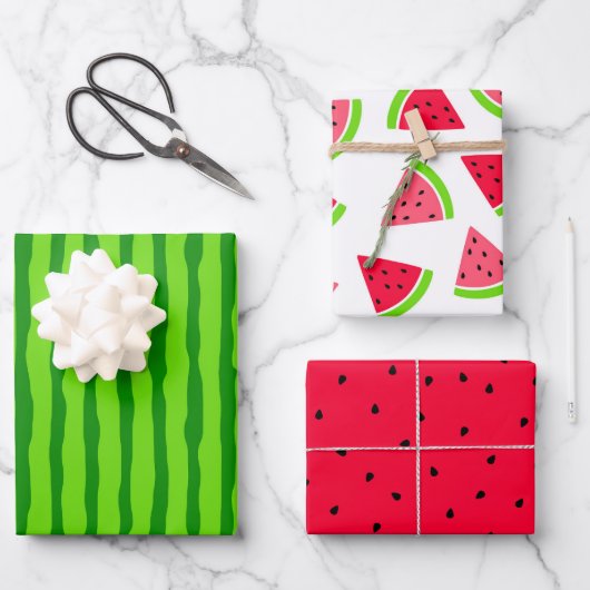 Feuille De Papier Cadeau Pastèque colorée (Recto)