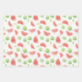 Feuille De Papier Cadeau Pastèque rayures rouges vertes blanches Anniversai (Devant 2)