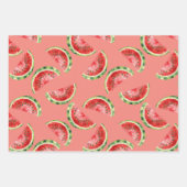 Feuille De Papier Cadeau Pastèque Rose Rouge Vert Anniversaire (Devant 2)