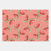 Feuille De Papier Cadeau Pastèque Rose Rouge Vert Anniversaire (Devant)