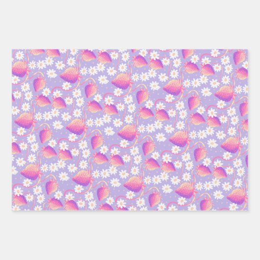 Feuille De Papier Cadeau Patch fraise Psychedelic (Devant)