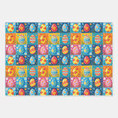Feuille De Papier Cadeau Patchwork d'oeufs de Pâques : Art de Vacances colo (Devant 2)