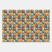 Feuille De Papier Cadeau Patchwork d'oeufs de Pâques : Art de Vacances colo (Devant)