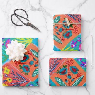 Feuille De Papier Cadeau Patchwork Floral bouquet Wrapping Paper