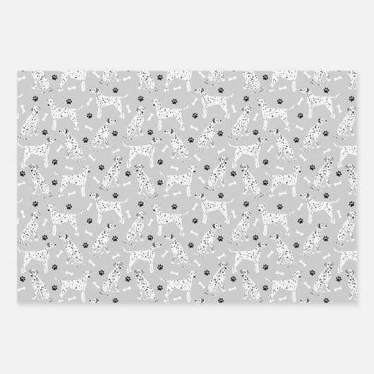 Feuille De Papier Cadeau Pâtes et os dalmatiens (Devant 3)