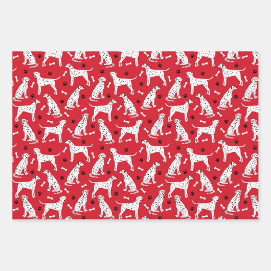 Feuille De Papier Cadeau Pâtes et os dalmatiens (Devant)