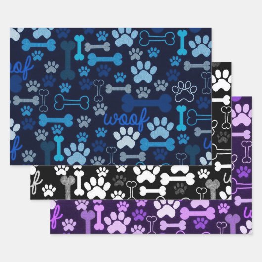 Feuille De Papier Cadeau Pâtes et os Thème d'animal (Lot)