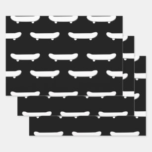 Feuille De Papier Cadeau Patinage noir monochrome Patinage urbain