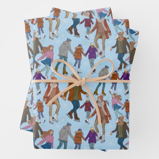 Feuille De Papier Cadeau Patinage Sur Glace Dans Le Parc (En situation)