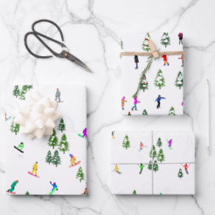Feuille De Papier Cadeau Patinage Sur Glace Ski Snowboard Extérieur
