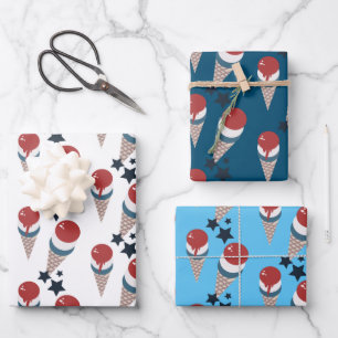 Feuille De Papier Cadeau Patriotic Stars Glace Motif