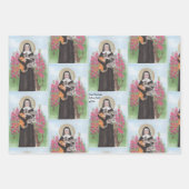 Feuille De Papier Cadeau Patron Saint des Chats Aquarelle originale Miranda (Devant)