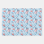Feuille De Papier Cadeau Patteries bleues rouges nautical (Devant 3)