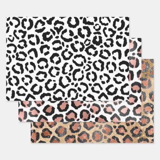 Feuille De Papier Cadeau Patteries du Black White Leopard animal (Lot)