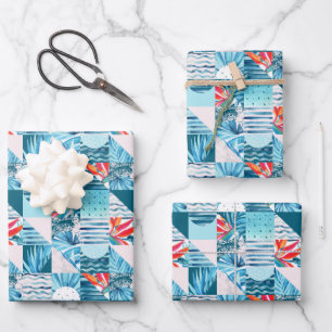 Feuille De Papier Cadeau Pattern de Tropical Teal Geometric Abstract