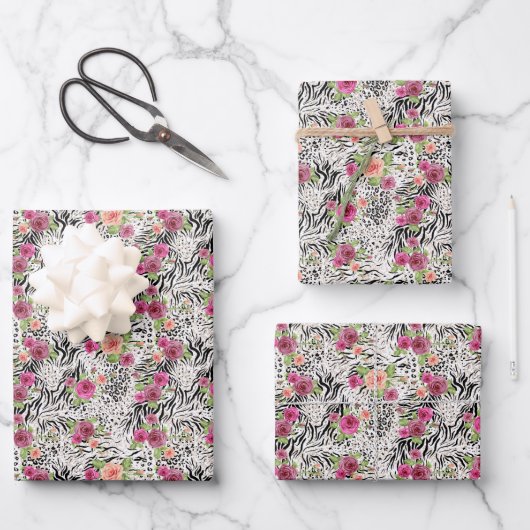 Feuille De Papier Cadeau Pattern with Animal Prints (Recto)