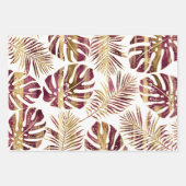 Feuille De Papier Cadeau Patterned tropical leaves burgundy and gold (Devant 3)