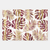 Feuille De Papier Cadeau Patterned tropical leaves burgundy and gold (Devant)