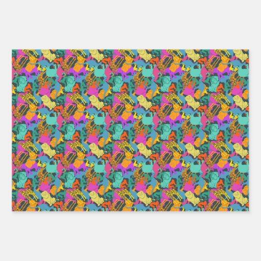 Feuille De Papier Cadeau Patterns d'Animal Silhouette (Devant 2)