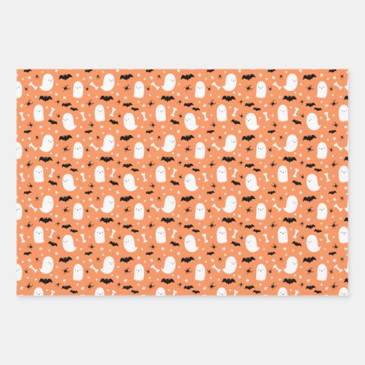 Feuille De Papier Cadeau Patterns Ghost Pumkins (Devant)