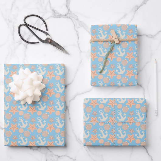 Feuille De Papier Cadeau Patterns pastel nautical (Recto)