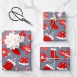 Feuille De Papier Cadeau Patters de Christmas<br><div class="desc">Ce motif de Noël mignon et simple est parfait pour l'ambiance festive et amusante. Il présente des illustrations dessinées à la main d'une cheminée enneigée, le stockage, l'ornement, les baies saintes, les feuilles de lierre, le sapin de Noël, le sucre de canne, le casquette de pain d'épice et le Père...</div>